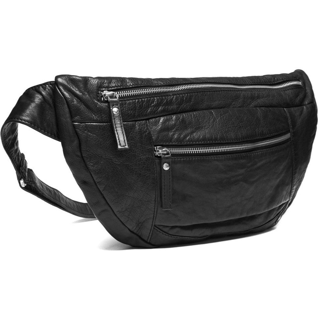 DEPECHE Spacious leather bumbag in classy look Bumbag 099 Black