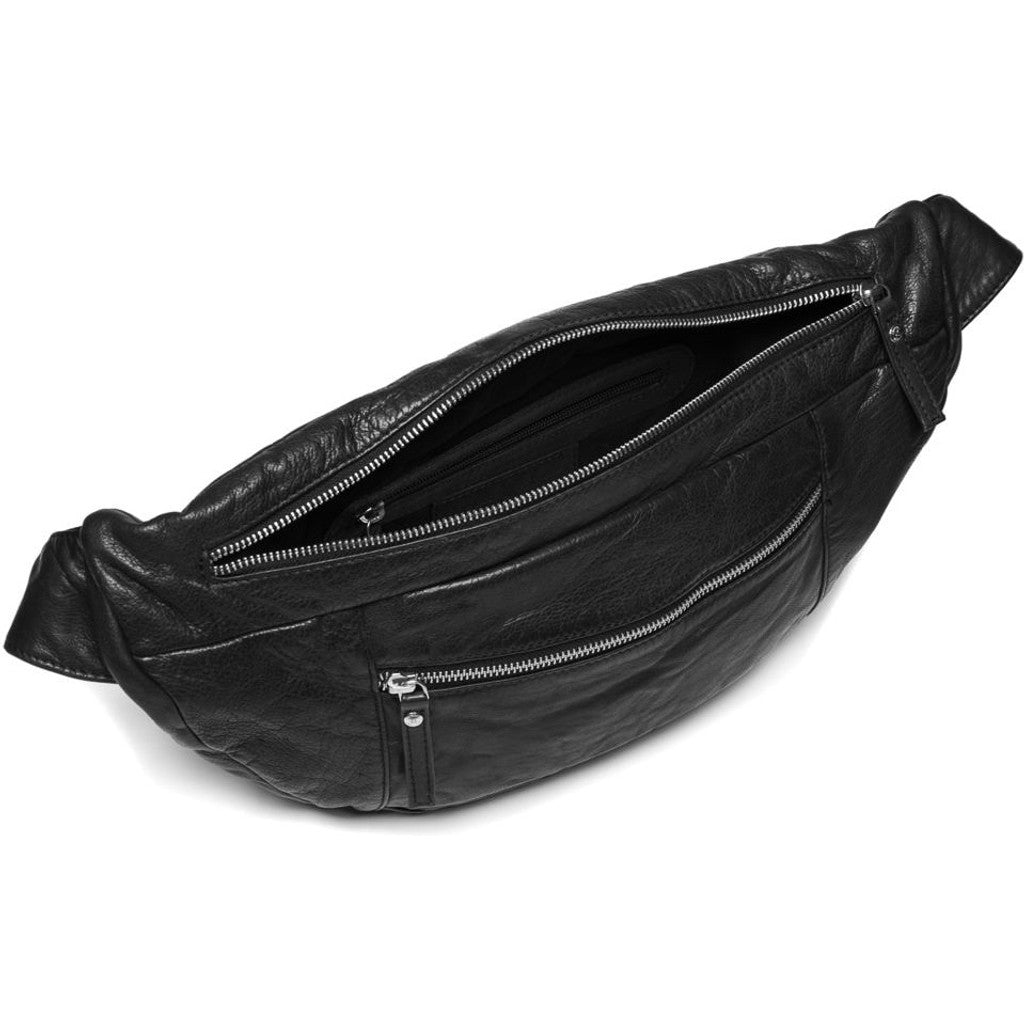DEPECHE Spacious leather bumbag in classy look Bumbag 099 Black