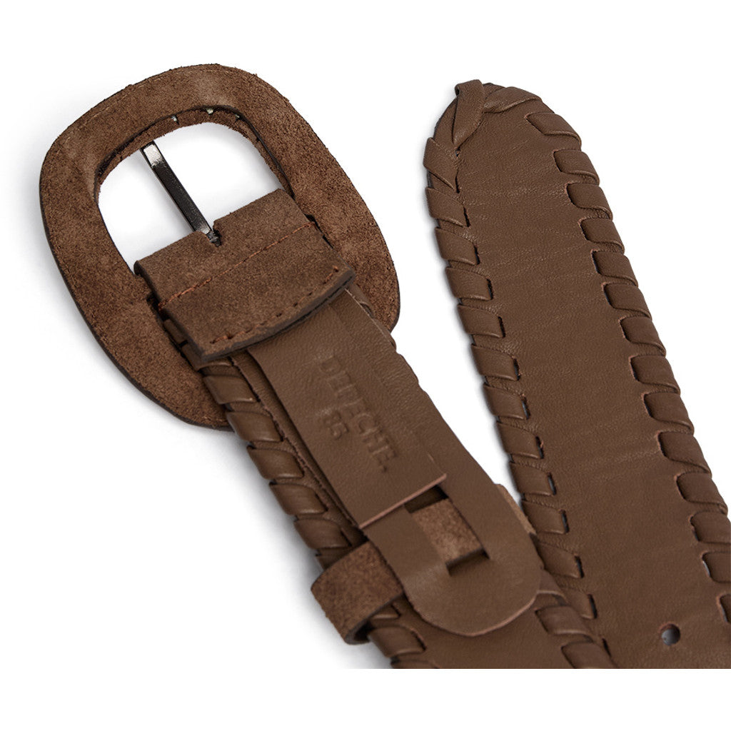 DEPECHE Suede belt with oval buckle Belt 327 Dark Camel