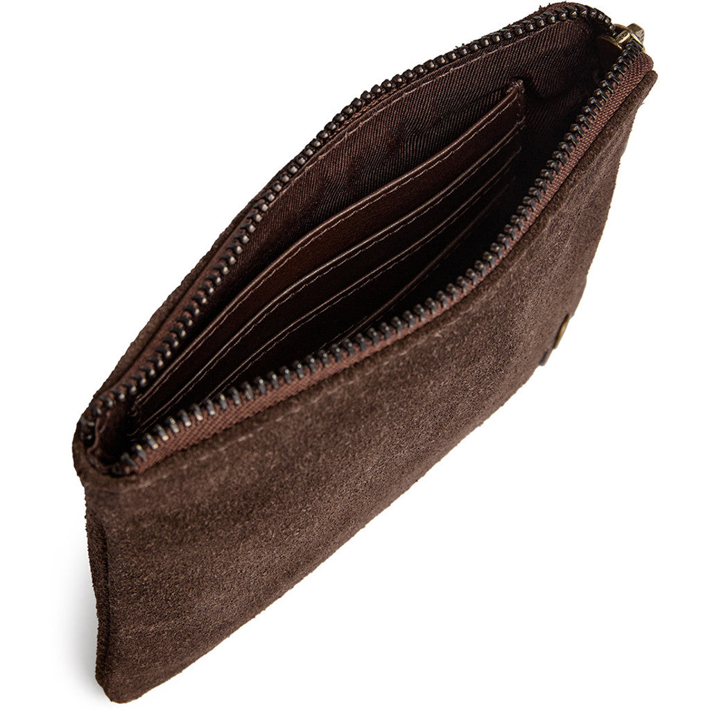 DEPECHE Suede card holder with gold details Purse / Credit card holder 008 Chocolate