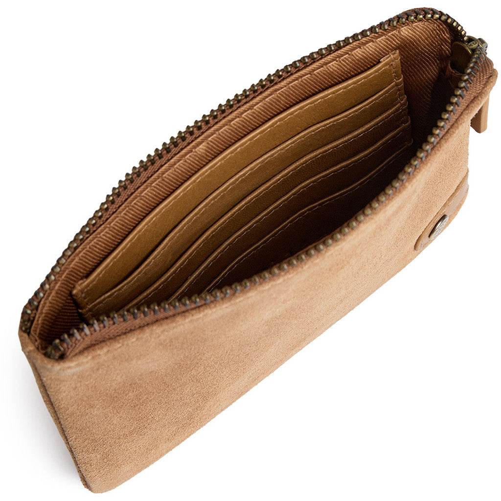 DEPECHE Suede card holder with gold details Purse / Credit card holder 196 Dark tan
