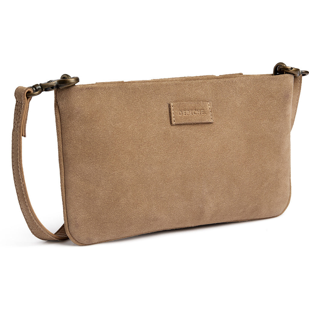 DEPECHE Suede clutch bag with brown patch details Clutch 011 Sand
