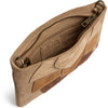 DEPECHE Suede clutch bag with brown patch details Clutch 011 Sand