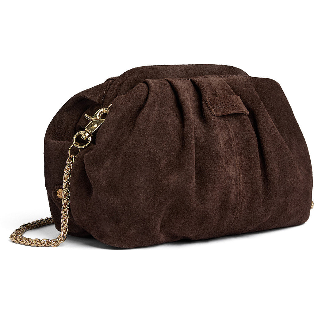 DEPECHE Suede clutch bag with strap Clutch 008 Chocolate