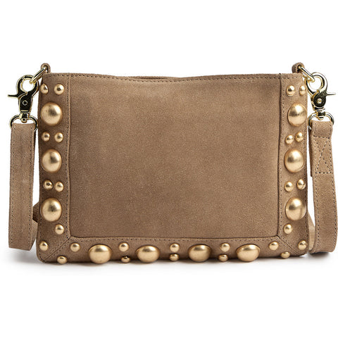 DEPECHE Suede clutch/crossover with stud details Small bag / Clutch 011 Sand