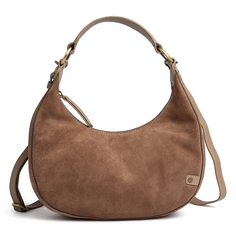 DEPECHE Suede crossbody bag Cross over 020 Taupe