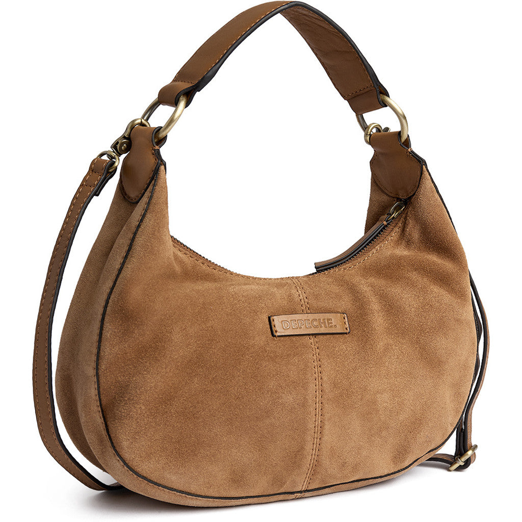 DEPECHE Suede crossbody bag Crossover 196 Dark tan