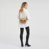 DEPECHE Suede crossover bag with brown patch details Cross over 011 Sand