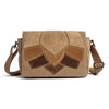 DEPECHE Suede crossover bag with brown patch details Cross over 011 Sand