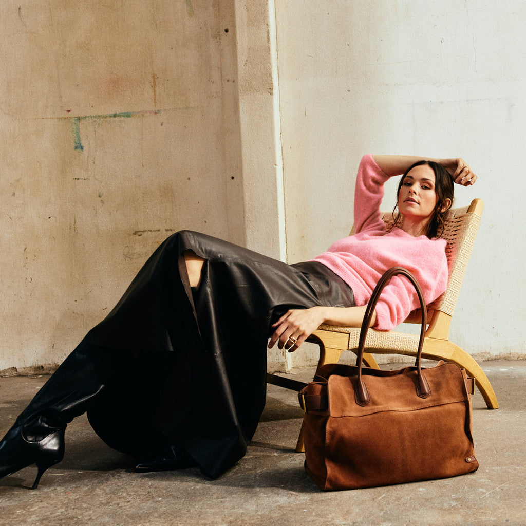 DEPECHE Suede shopper Shopper 014 Cognac