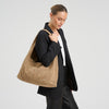 DEPECHE Suede shoulder and handbag with all-over studs Shoulderbag / Handbag 011 Sand