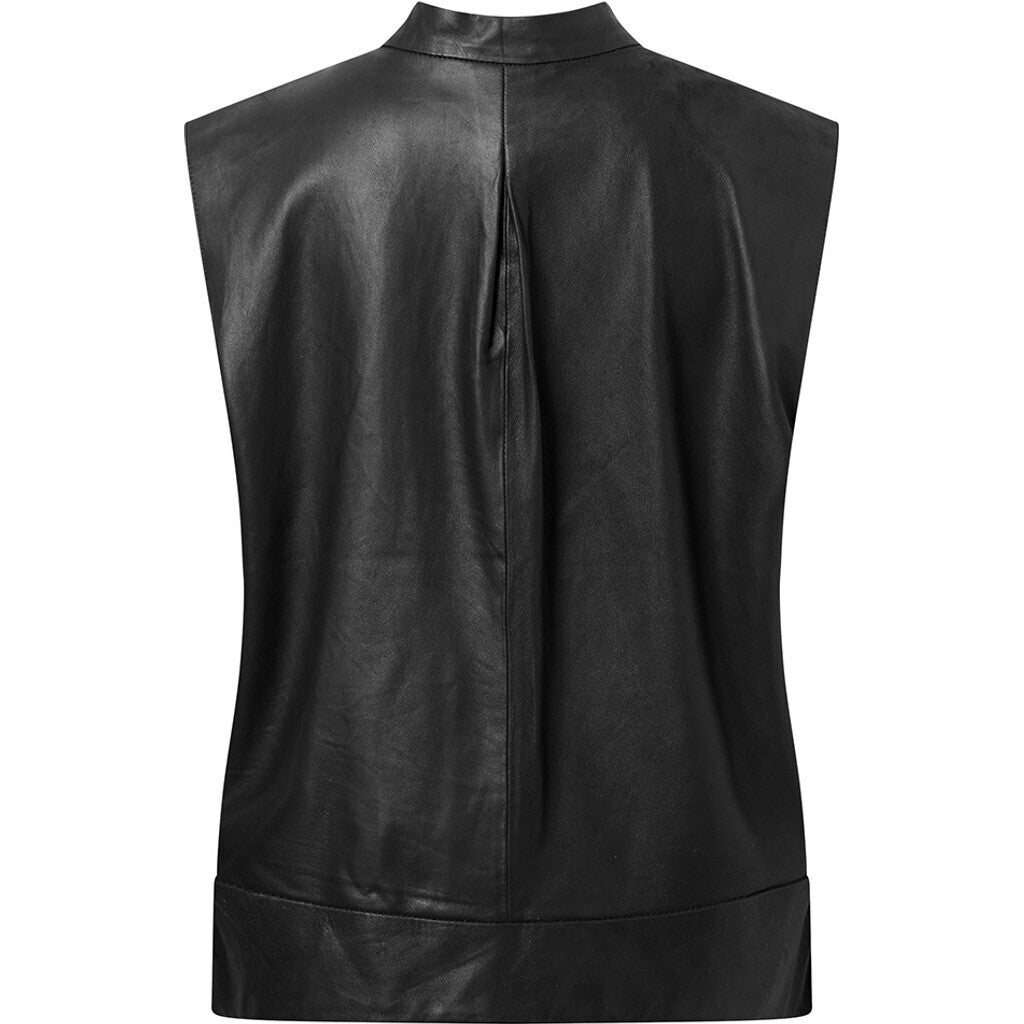 Depeche leather wear Tammy vest Tops 099 Black (Nero)