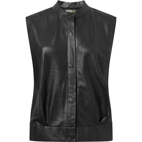 Cool padded leather vest in soft quality / 50670 - Black (Nero)