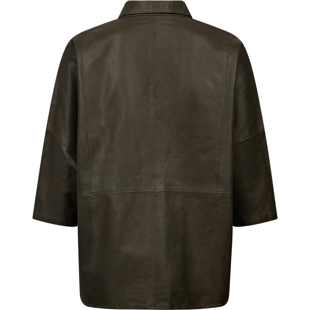 Depeche leather wear Tenna leather shirt Shirt 335 Dark Khaki