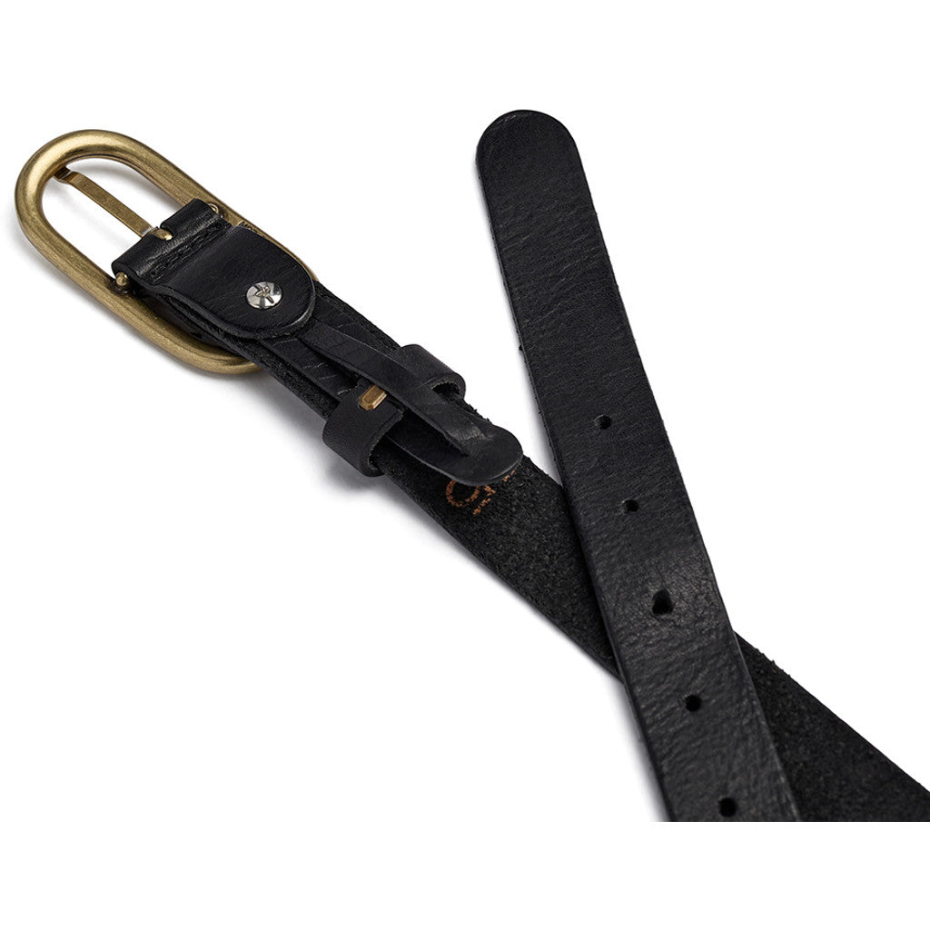 DEPECHE Timeless narrow belt in delicious leather quality Belts 154 Black/Brass