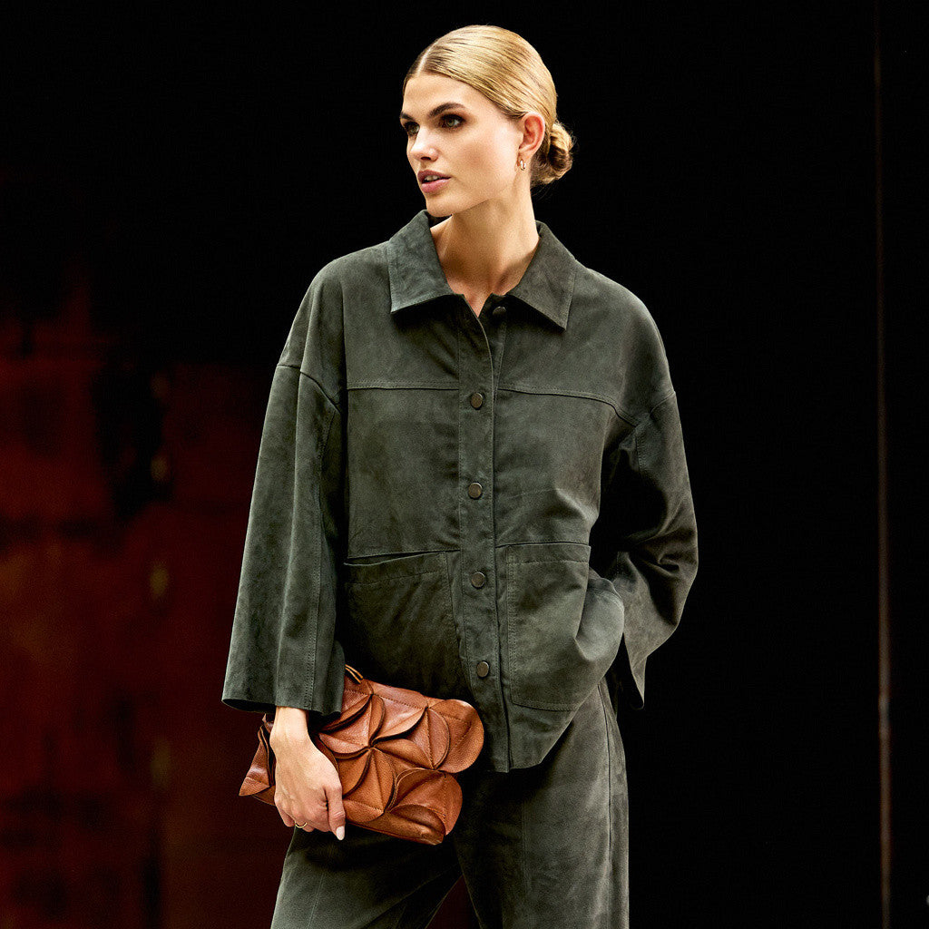 Depeche leather wear Tonja oversize suede shirt Shirt 335 Dark Khaki