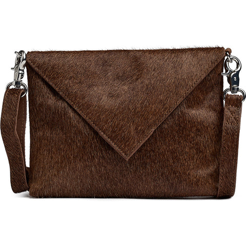 DEPECHE Hair-on leather clutch Clutch 184 Walnut