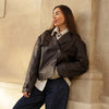 Depeche leather wear Trendy short May trenchcoat in soft leather Jackets 008 Chocolate