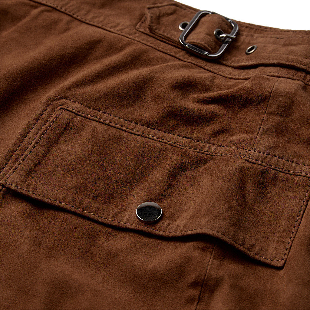 Depeche leather wear Trendy suede skirt Skirts 014 Cognac