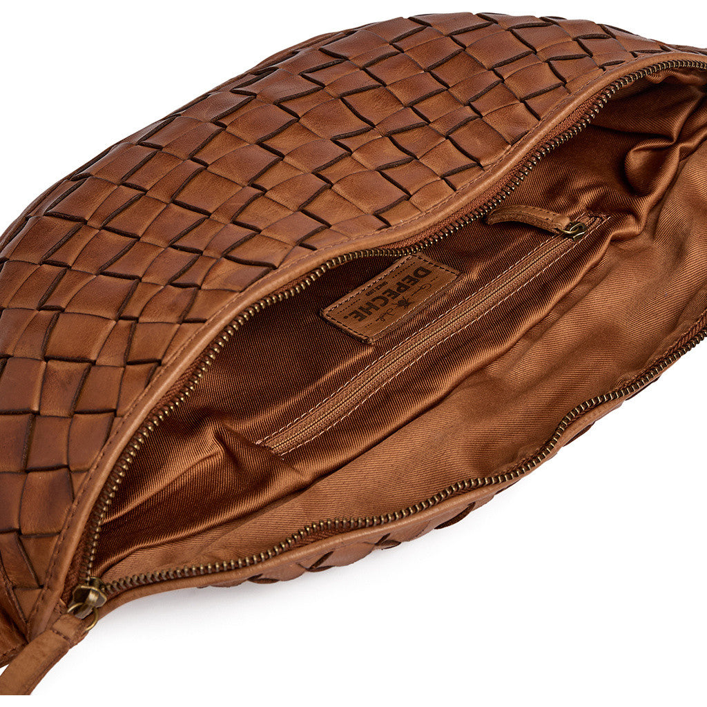 DEPECHE Warsaw handwoven leather bumbag Bumbag 005 Vintage cognac
