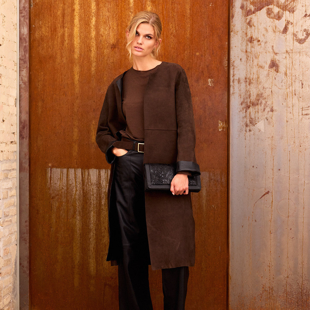 Depeche leather wear Zita 2 in 1 beautiful leather jacket Jacket 333 Dusty Brown/ Black combi