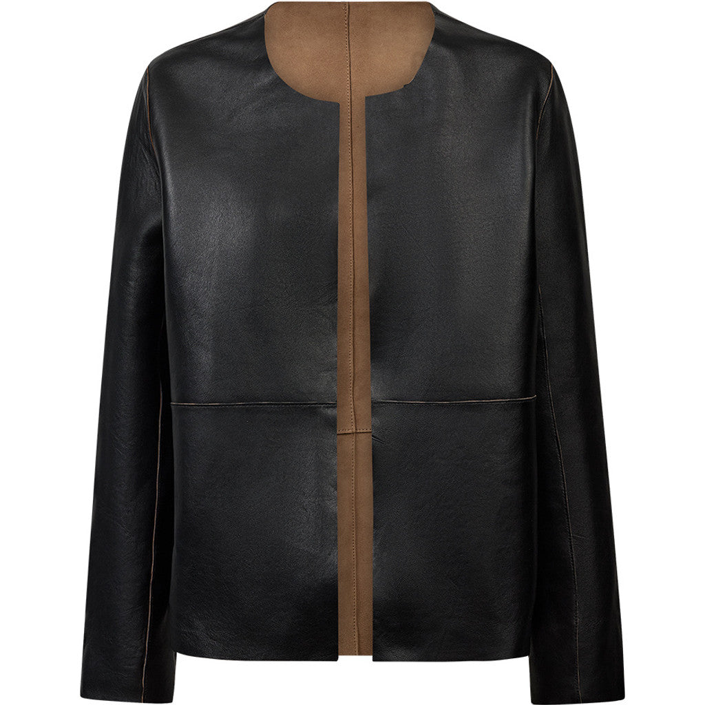 Depeche leather wear Zita Short 2in1 Jacket Jacket 310 Mud Black combi