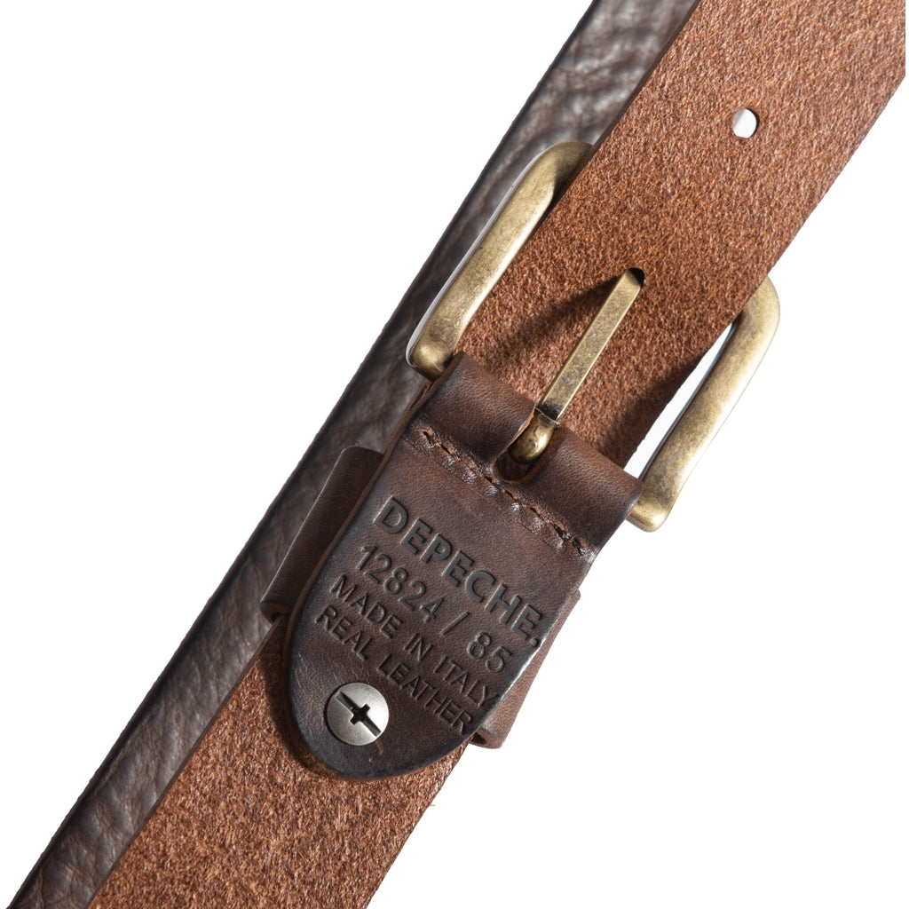 DEPECHE Timeless jeans belt in delicious leather quality Belts 179 Brown/Brass