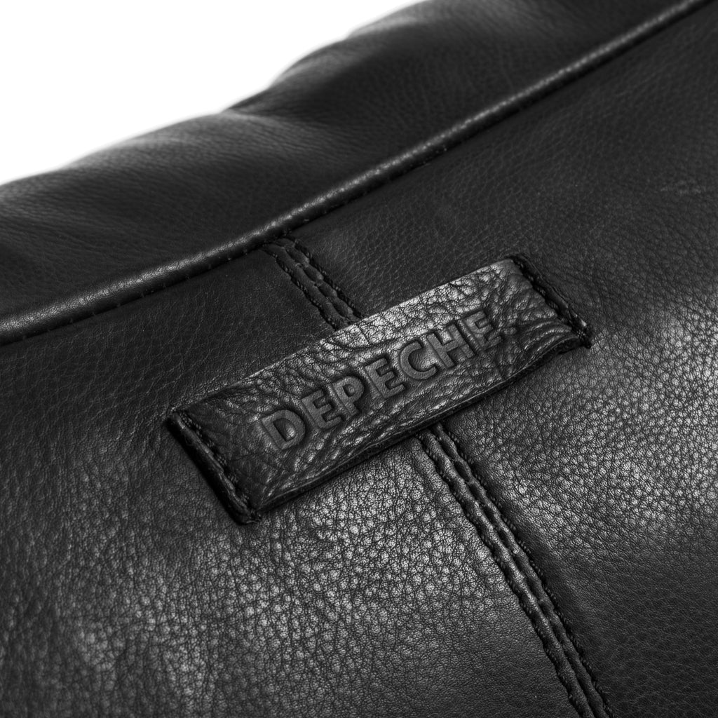 DEPECHE Leather bumbag with covered front zipper Bumbag 099 Black (Nero)