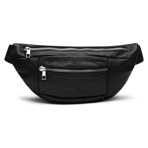 DEPECHE Oversize leather bumbag in high and soft quality Bumbag 099 Black (Nero)