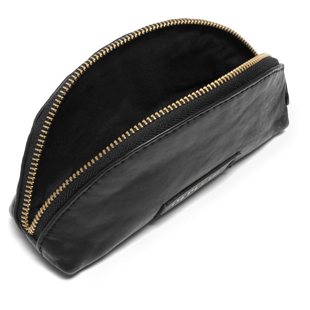 DEPECHE Small cosmetic bag in soft leather quality Accessories 099 Black (Nero)