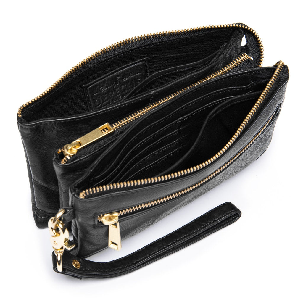 DEPECHE Small leatherbag with golden details Small bag / Clutch 099 Black (Nero)