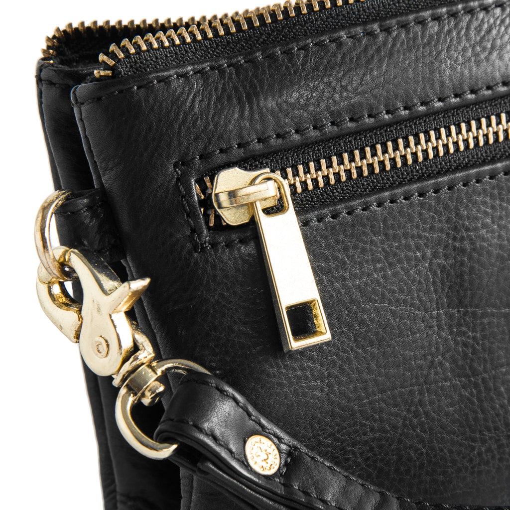 DEPECHE Small leatherbag with golden details Small bag / Clutch 099 Black (Nero)