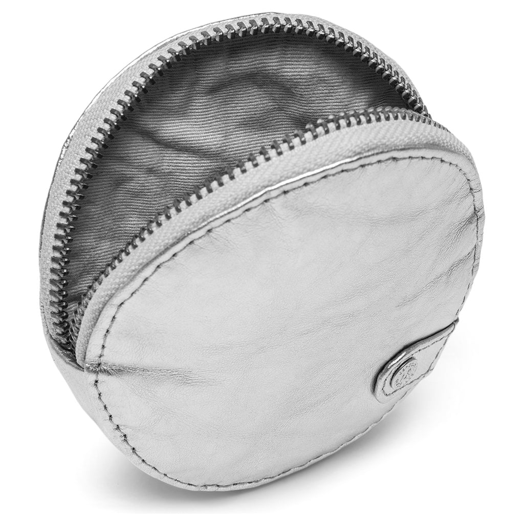 DEPECHE Small round leather purse en metallic look Purse / Credit card holder 207 Silver Metallic