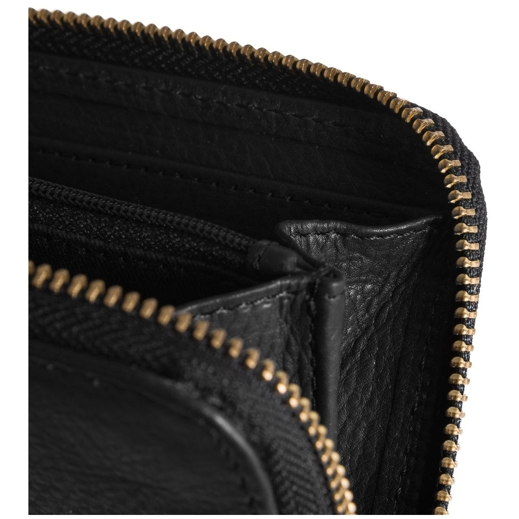 DEPECHE Small simple wallet in soft leather Purse / Credit card holder 099 Black (Nero)